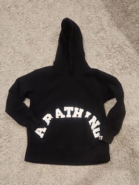 Bape Black Hoodie with White A Bathing Ape Arch Logo